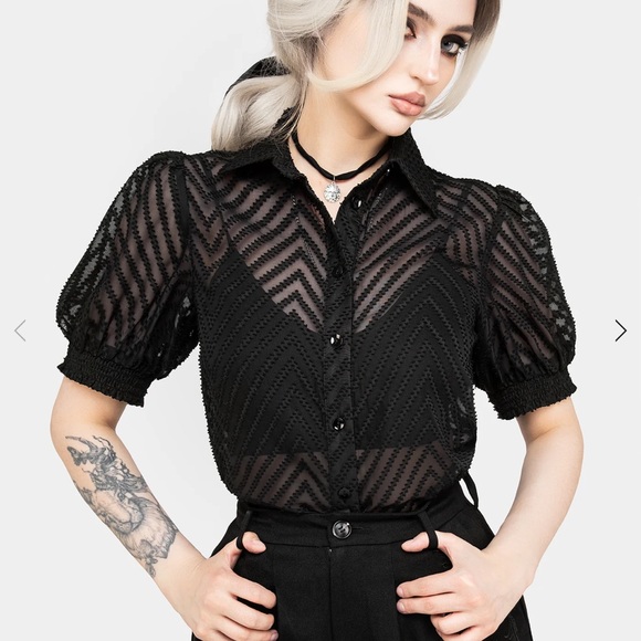 *NWT* Disturbia Chevron Button Up Blouse - Picture 3 of 8